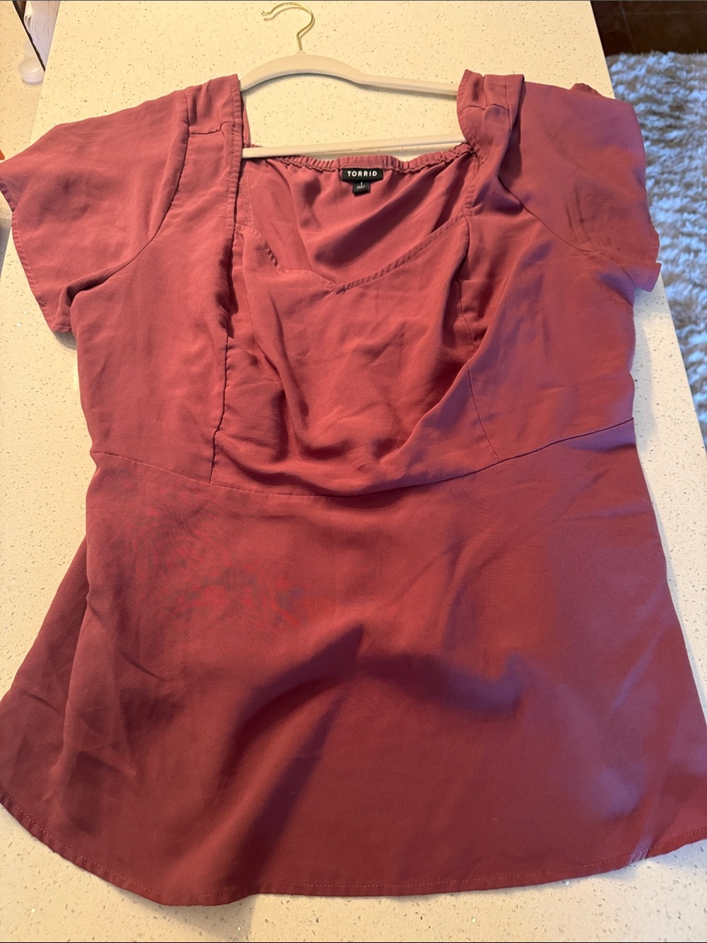 torrid mauve cowl-neck blouse